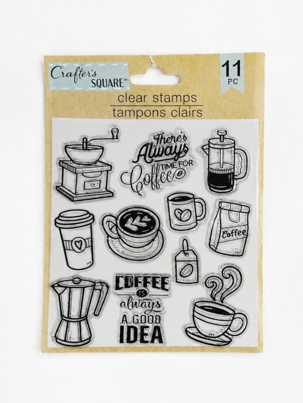 Crafter’s Square Coffee Clear Stamps 11pc Craft Scrapbook Card Making Set